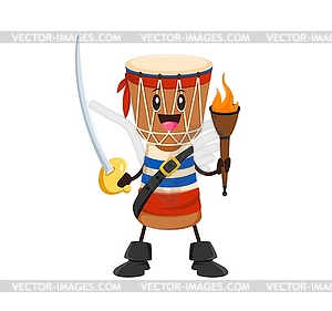 Cartoon groovy musical instrument pirate corsair - vector image