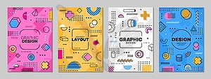 Memphis posters with abstract geometric shapes - vector clipart