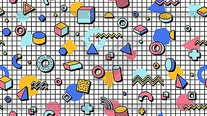 Abstract Memphis seamless pattern with shapes - vector clip art