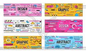 Geometric Memphis banners with abstract patterns - vector clip art