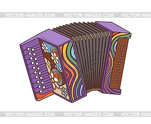 Cartoon groovy accordion retro musical instrument - vector image