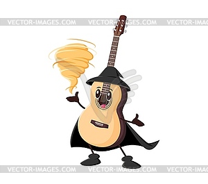 Cartoon guitar Halloween mage and wizard character - vector image