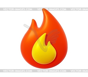 3d fire flame icon emoji symbol with glossy effect - vector clip art