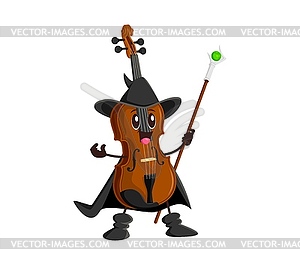 Cartoon violin music instrument sorcerer character - vector image
