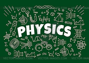 Physics formulas on school board - vector image