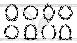 Tribal gothic frames, fire flame and spike borders - vector clipart
