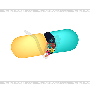 Открытая лекарственная капсула - стоковое векторное изображение