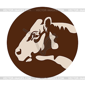 Cow head logo or icon, farm domestic animal - vector image