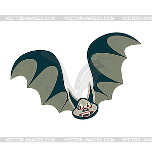 Cartoon bat character, flying with wings spread, - color vector clipart