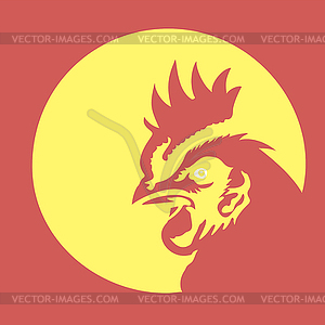 Creative rooster with circle line logo concept style - vector clipart