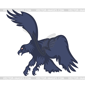 Attacking eagle with spread wings - royalty-free vector clipart