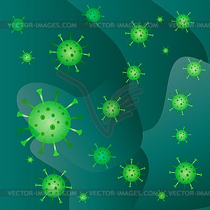 Coronavirus realistic green covid-19 molecules - vector clip art