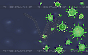 Коронавирус реалистичный зеленый Covid-19 молекул - векторный рисунок