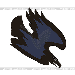 Black chested Eagle buzzard attacking, - vector image