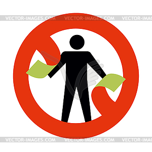 Conceptual , man breaks prohibition symbol no entry - vector clip art