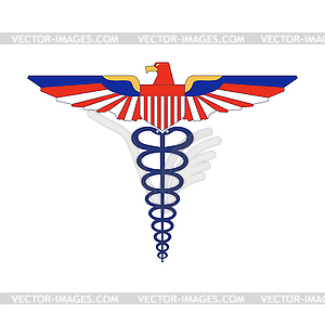 Caduceus medical snake and eagle stylized in - vector image