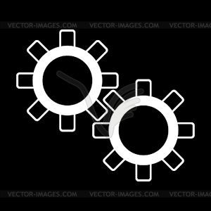 Белые шестерни на черном фоне - рисунок в векторе