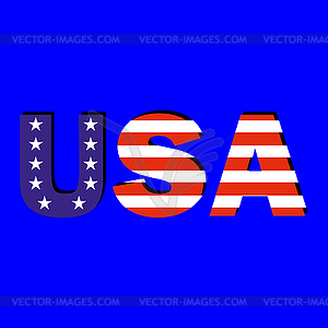 Слово США с американским флагом - стоковый клипарт