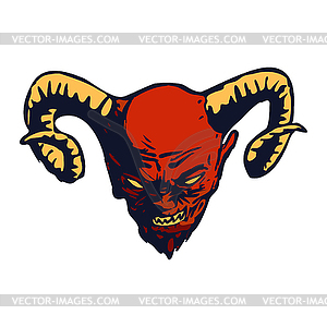 Дизайн головы красного дьявола, - векторный клипарт / векторное изображение