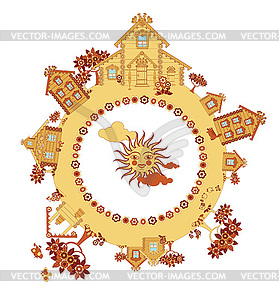 Village street - vector clipart