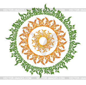 Set of round color herb frames. Element for design - vector clip art