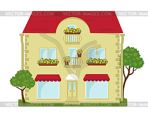 City building with shop on ground floor - vector EPS clipart