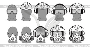 Set icons of PPE - vector clipart