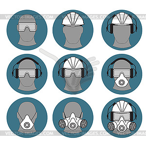 Set icons of PPE - vector image