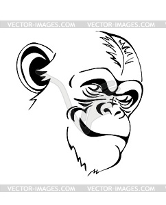 Head angry chimp - vector clipart