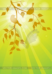 Birds on branches - royalty-free vector clipart