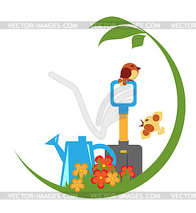 Gardening emblem - vector image