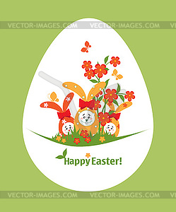 Easter with bunnies - vector clipart