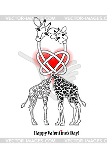 Two lovers giraffe - vector clip art