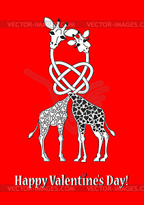 Two lovers giraffe - vector image