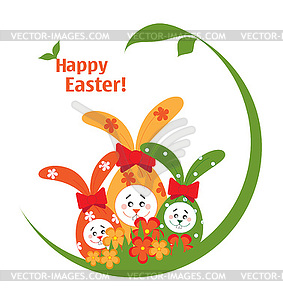 Easter with bunnies - vector clipart