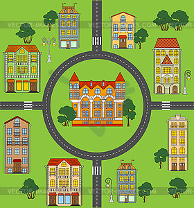 Plan of small town - vector image