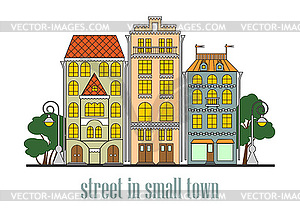 Street of small town - vector clipart