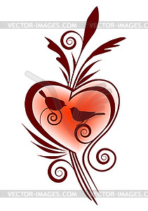 Birds and heart - vector image