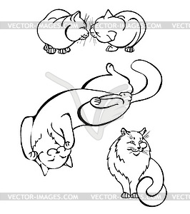 Cats in different poses - vector clipart / vector image