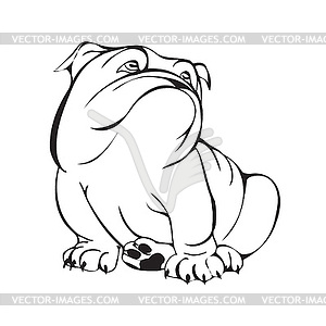 Dreamy bulldog, black and white stylized - vector clip art