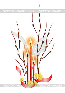 Easter with Easter candles and primroses - royalty-free vector clipart