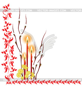 Easter with branches of willow - vector clipart