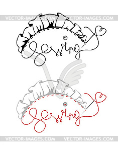 Lace and thread with needle - vector image