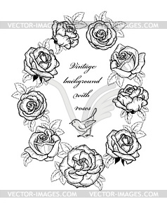 Vintage background with roses - vector clipart