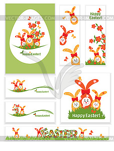 Easter bunnies - vector clipart