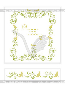 Templates with stylized pattern and birds - vector image