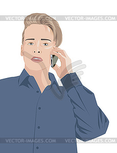 Handsome man talking on phone - vector clipart