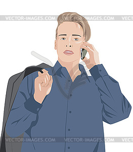 Handsome man talking on phone - vector clip art