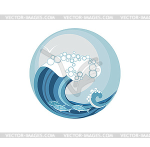 Waves of sea and sky - vector image