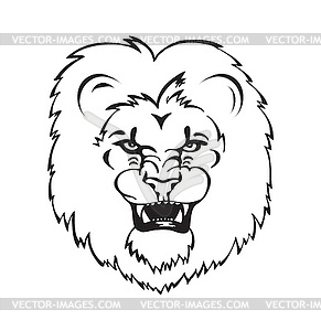 Roaring lion head - white & black vector clipart